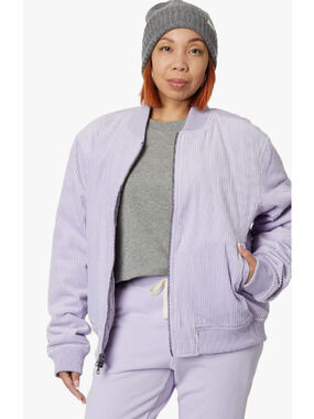 LABEL Unisex Go-To Corduroy Bomber Jacket XL Lavender Full Zip Long Sleeve NWT